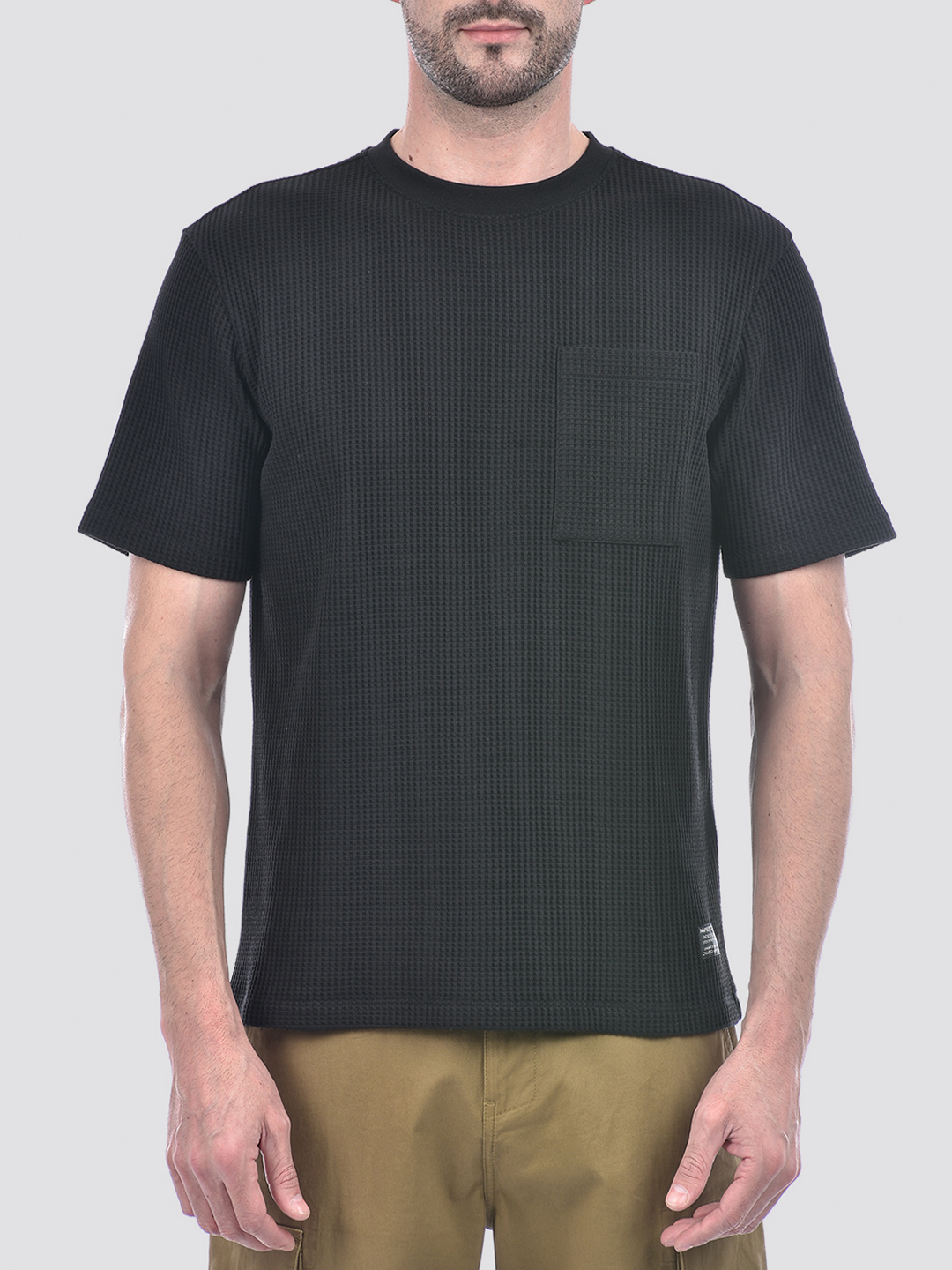 Numero Uno Men Black Textured Pocket T-Shirt